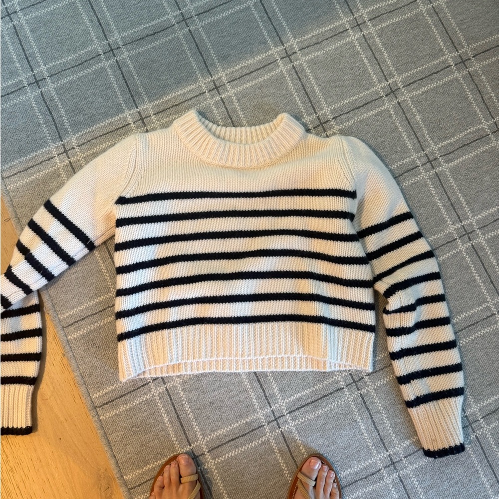 La Ligne Black and Cream Striped Sweater